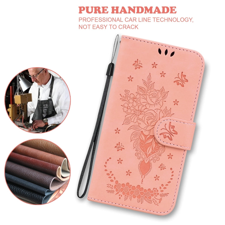 For Samsung Galaxy A03 Core Butterfly Rose Embossed Leather Phone Case(Pink)