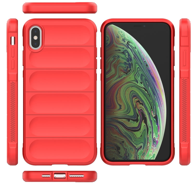 For iPhone XS Max Magic Shield TPU + Flannel Phone Case(Red)
