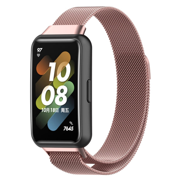 For Huawei Band 7 / 7 NFC Milan Metal Magnetic Watch Band(Rose Pink)
