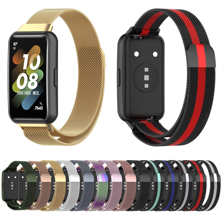 For Huawei Band 7 / 7 NFC Milan Metal Magnetic Watch Band(Rose Pink)