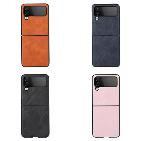 For Samsung Galaxy Z Flip4 Cowhide Texture PU Phone Case(Brown)