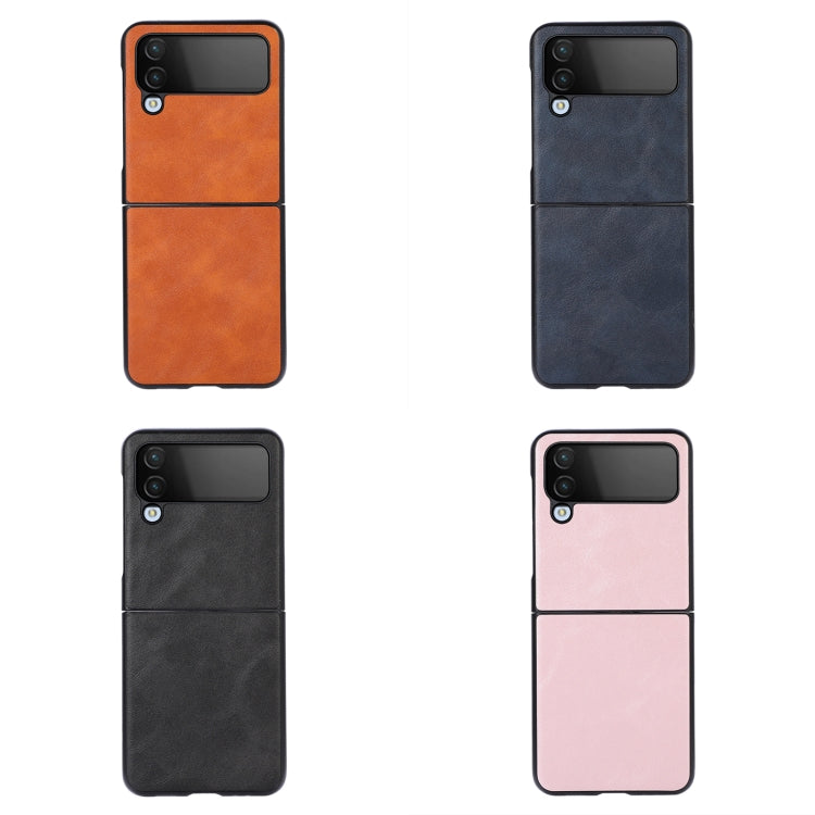 For Samsung Galaxy Z Flip4 Cowhide Texture PU Phone Case(Brown)