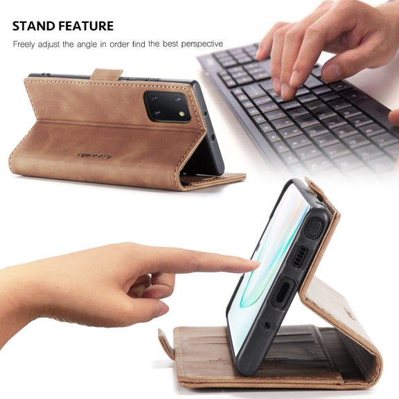 For Galaxy A81 / Note 10 Lite CaseMe Multifunctional Horizontal Flip Leather Case, with Card Slot & Holder & Wallet(Brown)