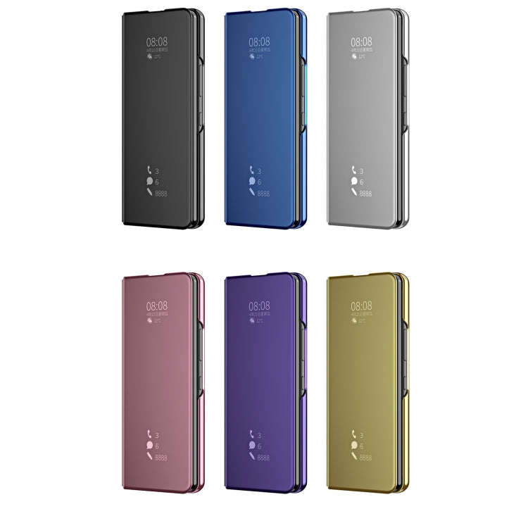 For Samsung Galaxy Z Fold3 Accurate Hole Horizontal Flip Mirror Shockproof Phone Case(Black)