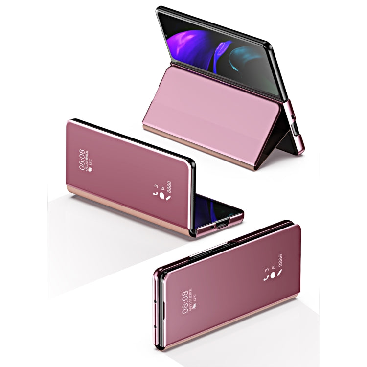 For Samsung Galaxy Z Fold3 Accurate Hole Horizontal Flip Mirror Shockproof Phone Case(Black)
