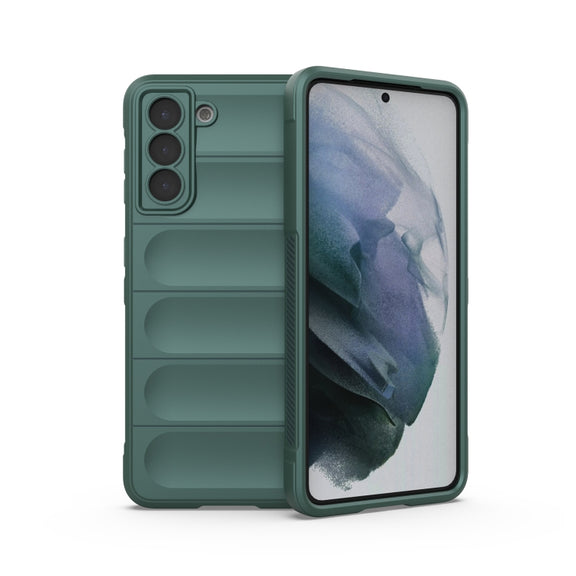 For Samsung Galaxy S21 5G Magic Shield TPU + Flannel Phone Case(Dark Green)