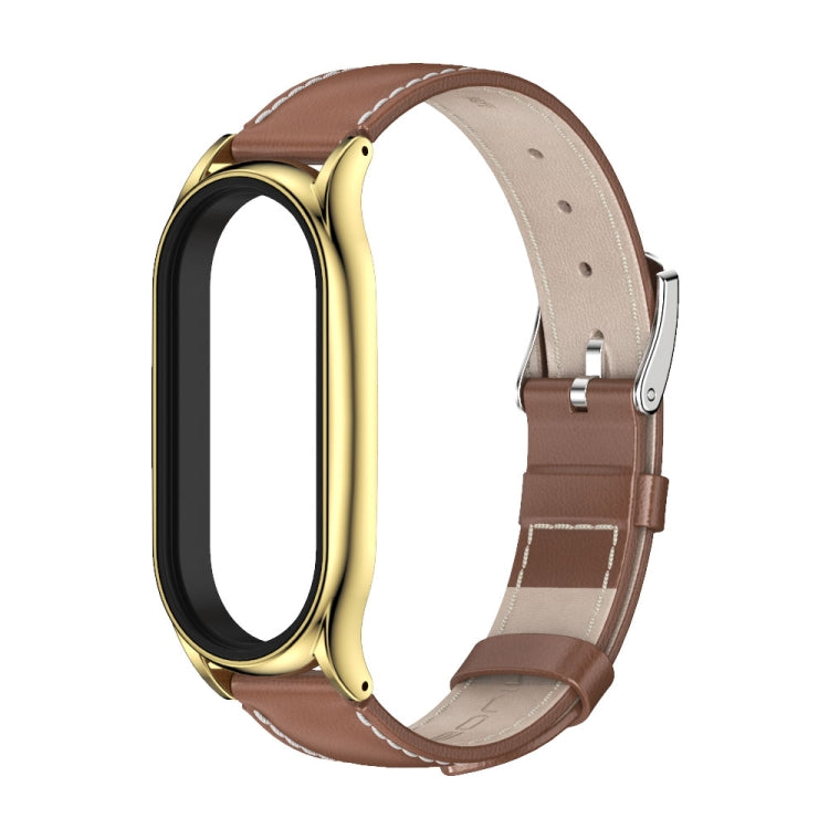 For Xiaomi Mi Band 7 / 7 NFC MIJOBS Plus Genuine Leather Watch Band(Brown Gold) - Watch Bands by MIJOBS