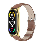 For Xiaomi Mi Band 7 / 7 NFC MIJOBS Plus Genuine Leather Watch Band(Brown Gold) - Watch Bands by MIJOBS