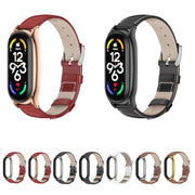 For Xiaomi Mi Band 7 / 7 NFC MIJOBS Plus Genuine Leather Watch Band(Black) - Watch Bands by MIJOBS