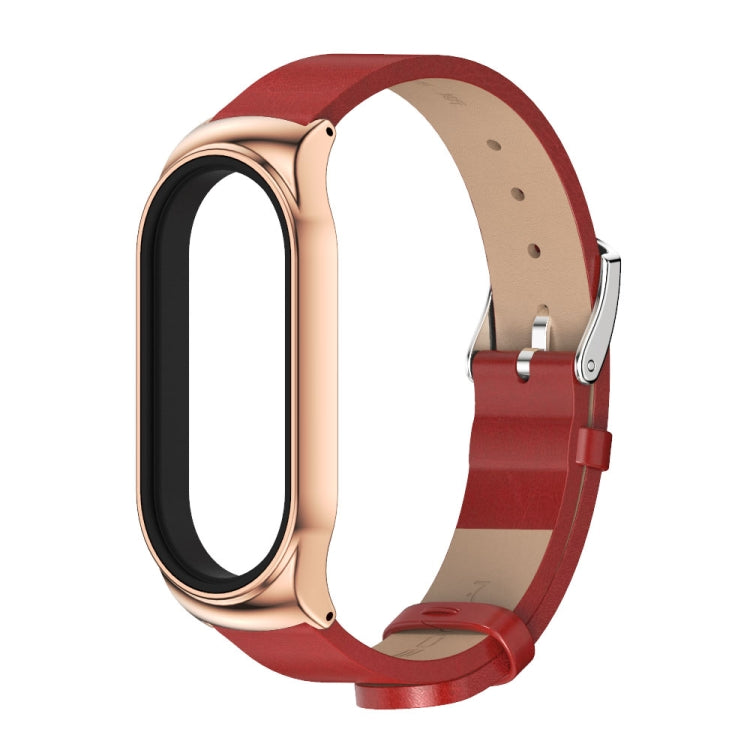 For Xiaomi Mi Band 7 / 7 NFC MIJOBS CS Metal Case + Microfiber Leather Watch Band(Red Rose Gold) - Watch Bands by MIJOBS