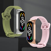 For Xiaomi Mi Band 7 / 7 NFC MIJOBS CS Metal Case + Silicone Watch Band(Black Silver) - Watch Bands by MIJOBS