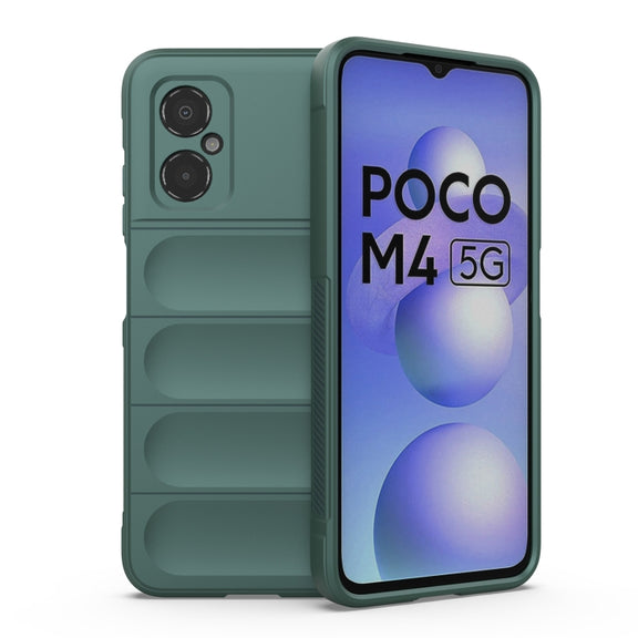 For Xiaomi Poco M4 5G Magic Shield TPU + Flannel Phone Case(Dark Green)