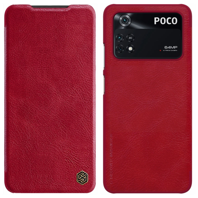 For Xiaomi Poco M4 Pro NILLKIN QIN Series Crazy Horse Texture Leather Phone Case(Red)