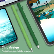 Bamboo Liquid Silicone Gel Stylus Pen Protective Case For Apple Pencil 1(Light Green)