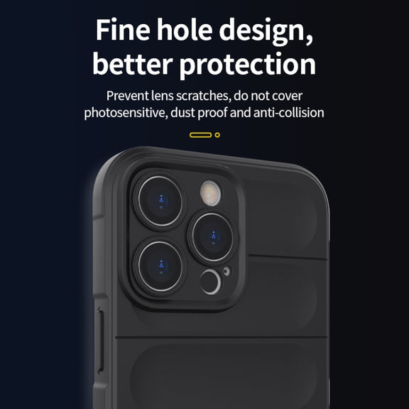 For iPhone 14 Magic Shield TPU + Flannel Phone Case (Dark Grey)