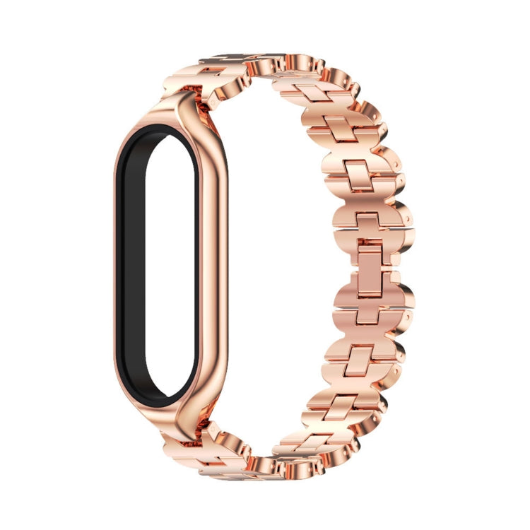For Xiaomi Mi Band 5 / 6 MIJOBS Bone Chain Double Hole Metal Watch Band(Rose Gold) - Watch Bands by MIJOBS