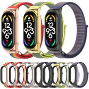 For Xiaomi Mi Band 7 / 7 NFC MIJOBS CS Stainless Steel Case Nylon Watch Band(Sea Shell Silver) - Watch Bands by MIJOBS