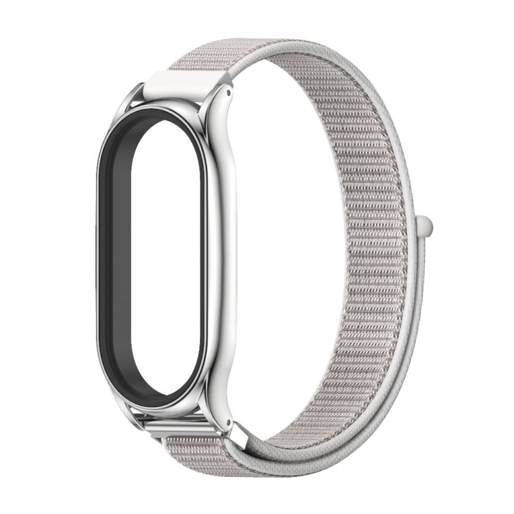 For Xiaomi Mi Band 7 / 7 NFC MIJOBS Plus Stainless Steel Case Nylon Watch Band(Sea Shell Silver) - Watch Bands by MIJOBS
