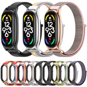 For Xiaomi Mi Band 7 / 7 NFC MIJOBS Plus Stainless Steel Case Nylon Watch Band(Black) - Watch Bands by MIJOBS