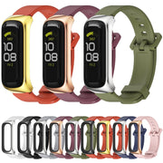 For Samsung Galaxy Fit 2 MIJOBS Metal Case Silicone Watch Band(Grey Silver) - Watch Bands by MIJOBS