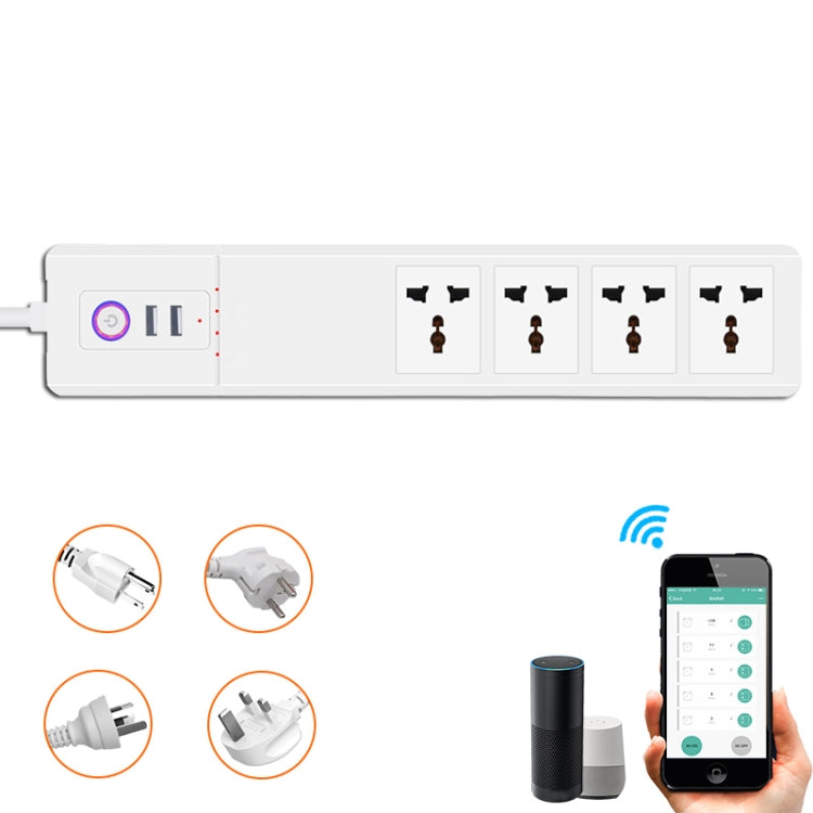 ZigBee 10A SM-SO306-M 4 Holes + 2 USB Multi-purpose Smart Power Strip(EU Plug)