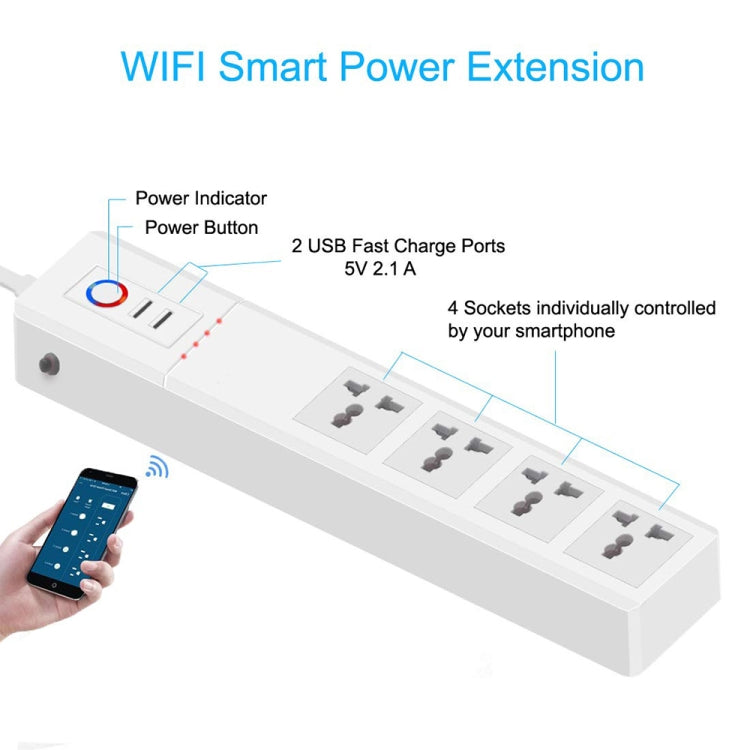 ZigBee 10A SM-SO306-M 4 Holes + 2 USB Multi-purpose Smart Power Strip(UK Plug)