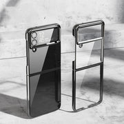 For Samsung Galaxy Z Flip4 PC Folding Electroplating Transparent Phone Case(Black)