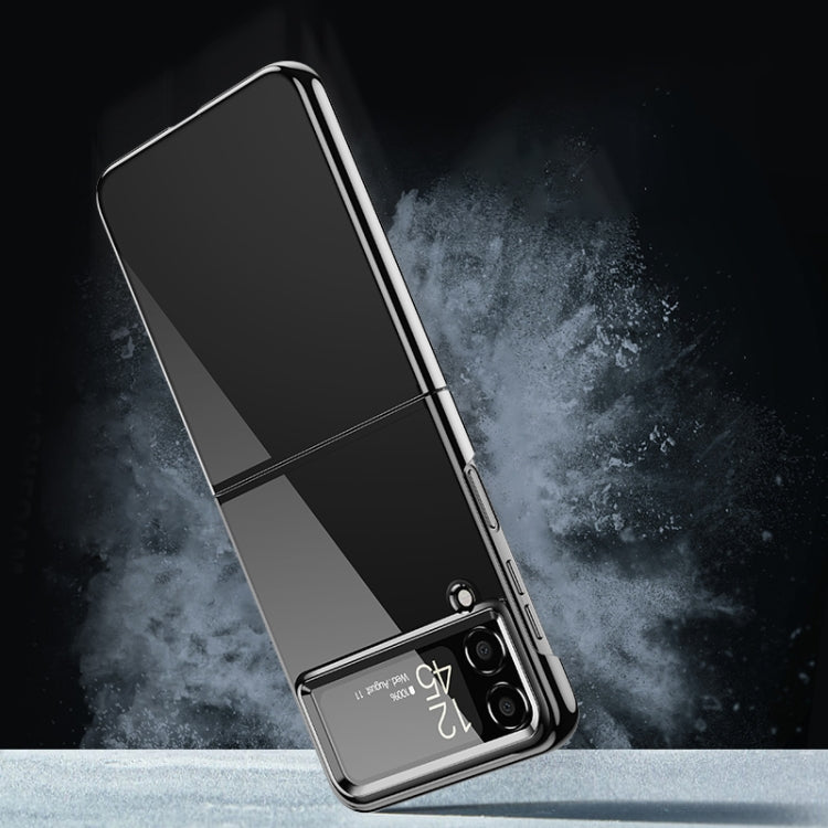 For Samsung Galaxy Z Flip4 PC Folding Electroplating Transparent Phone Case(Black)