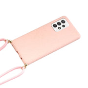 For Samsung Galaxy A33 5G Wheat Straw Material + TPU Protective Case with Lanyard(Pink)
