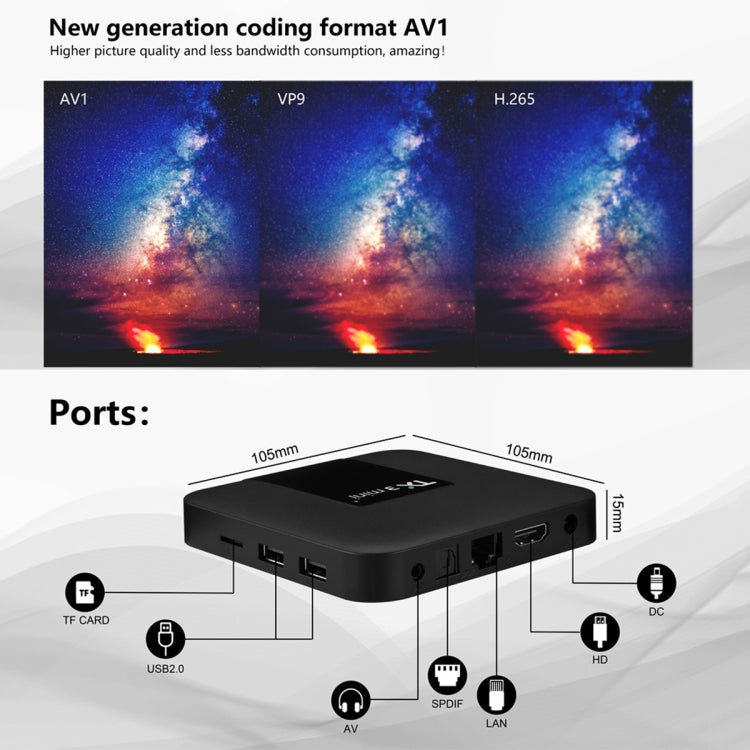TX3 mini+  Android 11.0 Smart TV Box, Amlogic S905W2 Quad Core, Memory:4GB+32GB, 2.4GHz / 5GHz WiFi(AU Plug)