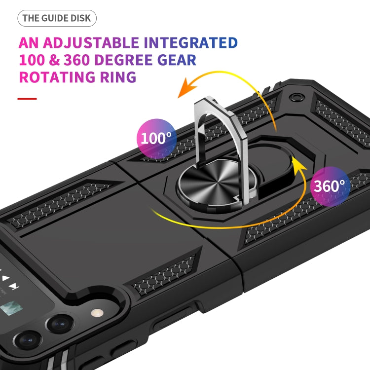 For Samsung Galaxy Z Flip4 Shockproof TPU + PC Protective Case with 360 Degree Rotating Holder(Black)
