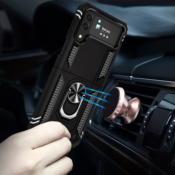 For Samsung Galaxy Z Flip4 Shockproof TPU + PC Protective Case with 360 Degree Rotating Holder(Black)