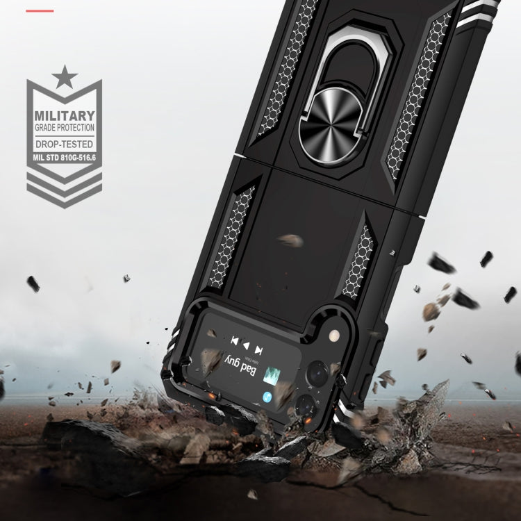 For Samsung Galaxy Z Flip4 Shockproof TPU + PC Protective Case with 360 Degree Rotating Holder(Black)