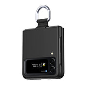 For Samsung Galaxy Z Flip4 Skin Feel Folding Phone Case with Drawstring Key Chain(Black)