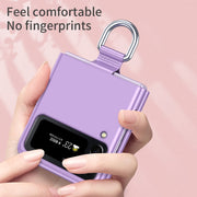 For Samsung Galaxy Z Flip4 Skin Feel Folding Phone Case with Drawstring Key Chain(Black)