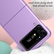 For Samsung Galaxy Z Flip4 Skin Feel Folding Phone Case with Drawstring Key Chain(Black)