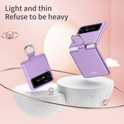 For Samsung Galaxy Z Flip4 Skin Feel Folding Phone Case with Drawstring Key Chain(Black)