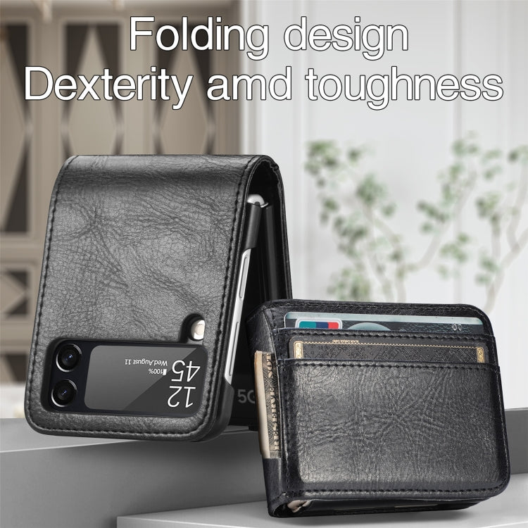 For Samsung Galaxy Z Flip4 5G Vertical Flip Card Slot Leather Phone Case(Brown)