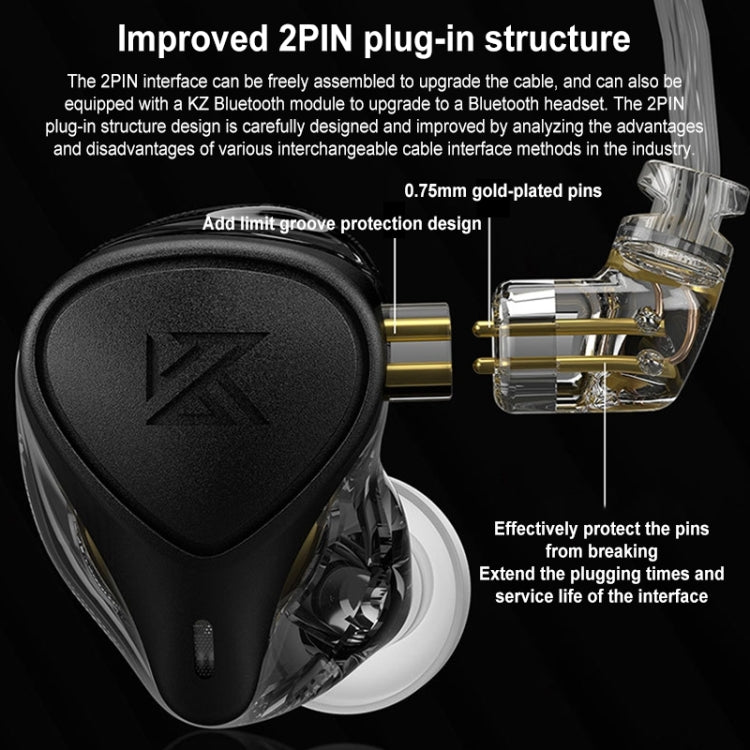 KZ-ZEX PRO 1.2m Electrostatic Coil Iron Hybrid In-Ear Headphones, Style:Without Microphone(Pearl Chrome)