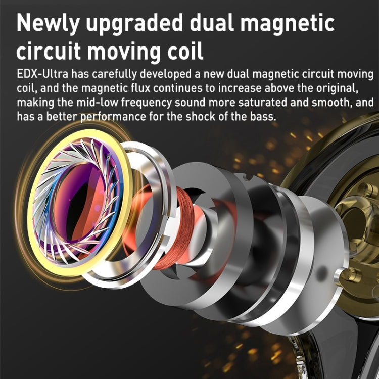 KZ-EDX Ultra Dual Magnetic Dynamic In-Ear Headphones,Length: 1.2m(With Microphone)