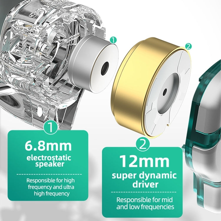 KZ-ZES Electrostatic Dynamic Hybrid HIFI In-Ear Headphones,Length: 1.2m(Without Microphone)