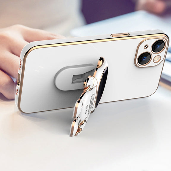For iPhone 11 Plating Astronaut Holder Phone Case (Purple)
