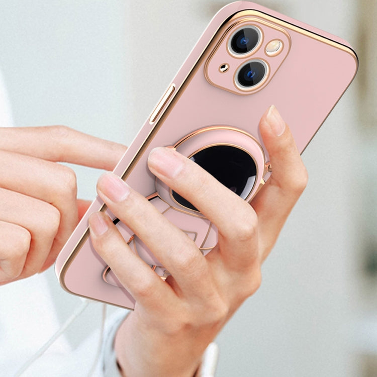 For iPhone 11 Plating Astronaut Holder Phone Case (Purple)