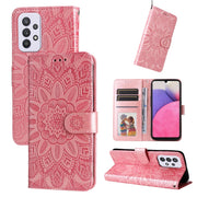 For Samsung Galaxy A33 5G Embossed Sunflower Leather Phone Case(Pink)