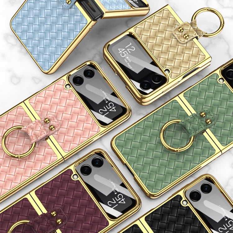 For Samsung Galaxy Z Flip4 GKK Weave Texture Electroplating Protective Phone Case(Gold)