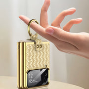 For Samsung Galaxy Z Flip4 GKK Weave Texture Electroplating Protective Phone Case(Gold)