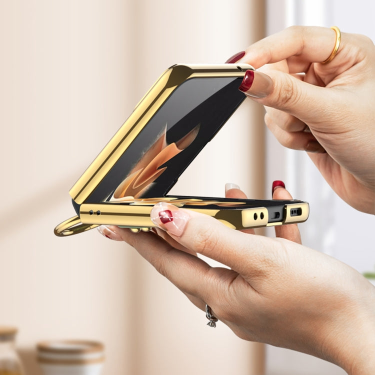 For Samsung Galaxy Z Flip4 GKK Weave Texture Electroplating Protective Phone Case(Gold)