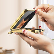 For Samsung Galaxy Z Flip4 GKK Weave Texture Electroplating Protective Phone Case(Gold)