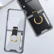 For Samsung Galaxy Z Flip4 GKK Airbag Protective Phone Case with Ring & Pen(Black)
