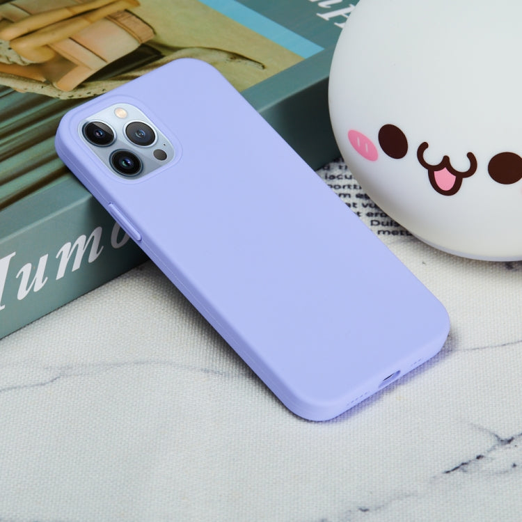 For iPhone 14 Pro Max Solid Color Silicone Phone Case (Purple)